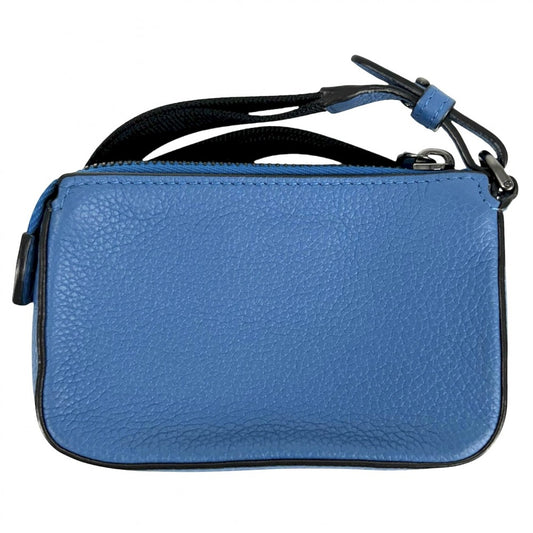 FENDI フェンディ ポーチ ショルダーポーチ メンズ レディース 7M0352 レザー ブルー 青 ブラック金具 ユニセックス【中古品】