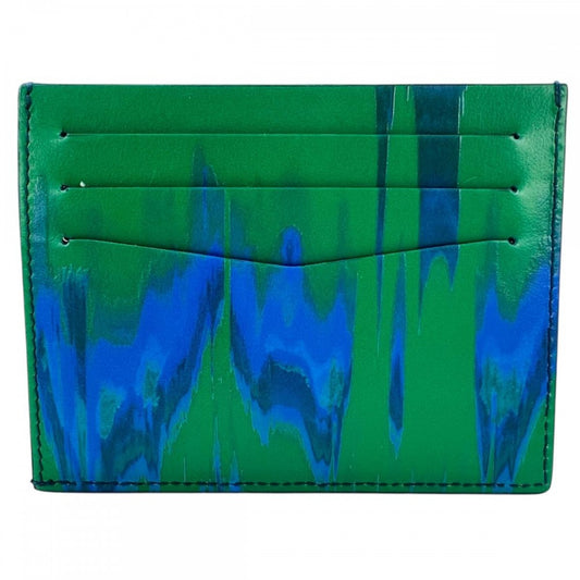 【開店SALE】 Dunhill ダンヒル カードケース 定期入れ パスケース グリーン 緑 ブルー 青 メンズ【中古品】