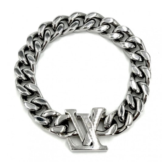 【開店SALE】 LOUIS VUITTON ルイヴィトン ブレスレット モノグラム ブラスレ・LVチェーン アクセサリー Mサイズ M0919M シルバー ブルー 青 メンズ 約55.9g【中古品】