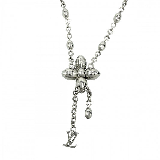 LOUIS VUITTON ルイヴィトン ネックレス モノグラムフラワー LV ダズル アクセサリー ラインストーン M02091 シルバー レディース 約20.8g【中古品】
