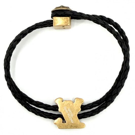 LOUIS VUITTON ルイヴィトン ブレスレット モノグラム LV ロデオ アクセサリー M8735 ブラック 黒 ゴールド メンズ 約13.0g【中古品】