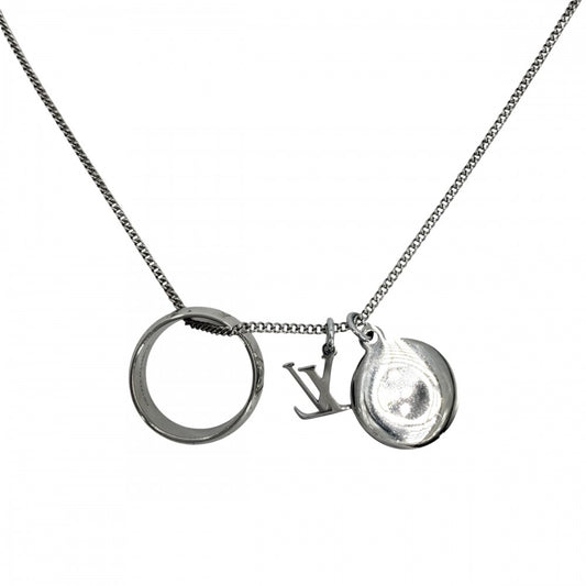 LOUIS VUITTON ルイヴィトン ネックレス 2WAY リングネックレス モノグラム 指輪 LVロゴ シルバー アクセサリー M62485 メンズ 約19.1g【中古品】