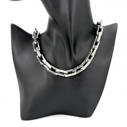 【開店SALE】 LOUIS VUITTON ルイヴィトン ネックレス チェーンモノグラム アクセサリー M00307 シルバー メンズ 約125.6g【中古品】