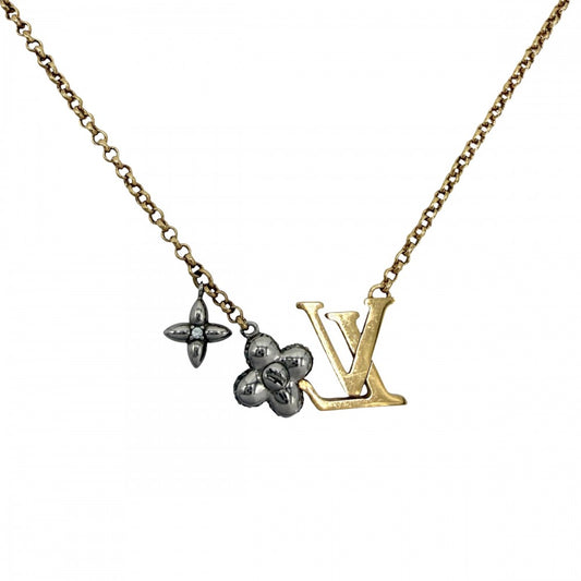 LOUIS VUITTON ルイヴィトン ネックレス LV グラム パンダント アクセサリー ペンダント M01265 ゴールド シルバー レディース 約7.7g【中古品】