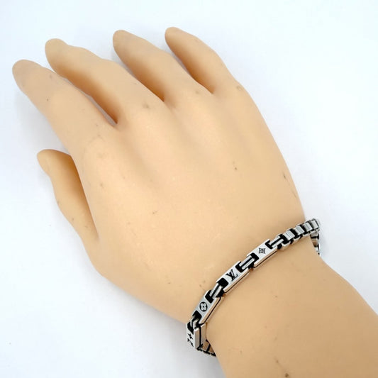 LOUIS VUITTON ルイヴィトン ブレスレット モノグラム ブレスレット・LVテーラー アクセサリー ジュエリー Mサイズ シルバー925 M1149M メンズ 約29.6g【中古品】