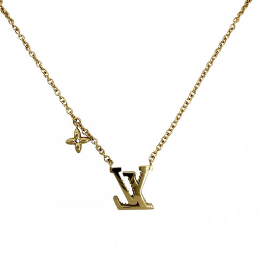 LOUIS VUITTON ルイヴィトン ネックレス LV アイコニック アクセサリー ペンダント ラインストーン M00596 ゴールド レディース 約6.4g【中古品】
