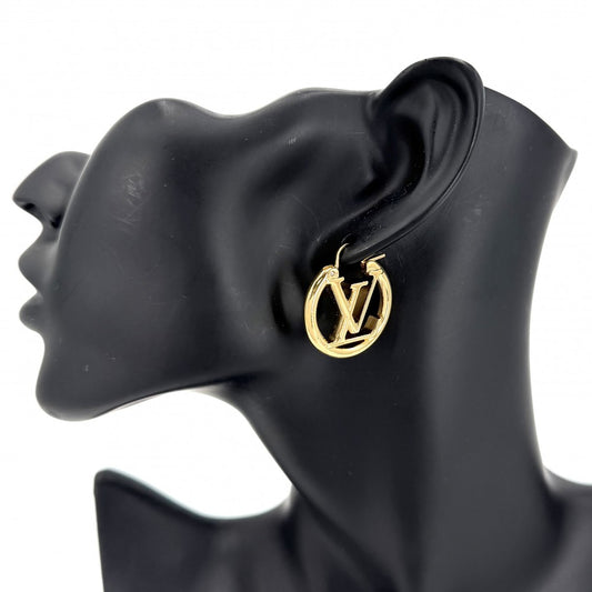 LOUIS VUITTON ルイヴィトン ピアス ルイーズ LV サークル アクセサリー M00396 ゴールド レディース 約14.6g【中古品】
