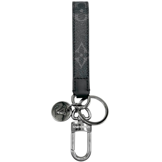 LOUIS VUITTON ルイヴィトン キーホルダー モノグラムエクリプス ポルトクレドラゴンヌ キーリング バッグチャーム 小物 M61950 ブラック 黒 シルバー金具 メンズ【中古品】
