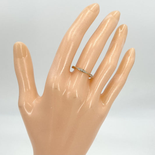 【開店SALE】 CHANEL シャネル 指輪 カメリアコレクション ハーフエタニティ リング アクセサリー Au750 47サイズ 18金PG K18ピンクゴールド ダイヤモンド0.08ct 約7号 J10836 レディース 約2.2g【中古品】