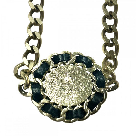 CHANEL シャネル ネックレス チェーンデザイン ココマーク アクセサリー チョーカー GP レザー B16B ブラック 黒 ゴールド金具 レディース 約60.3g 2016年【中古品】