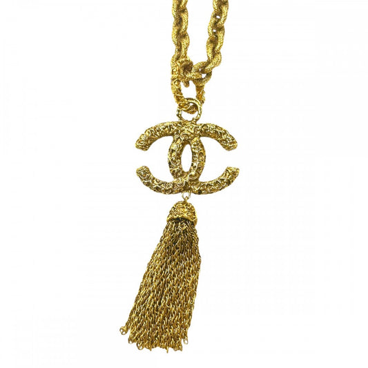 CHANEL シャネル ネックレス ココマーク ロングネックレス マグマ アクセサリー 溶岩 ヴィンテージ タッセルデザイン GP 93A ゴールド レディース 約159.3g 1993年【中古品】
