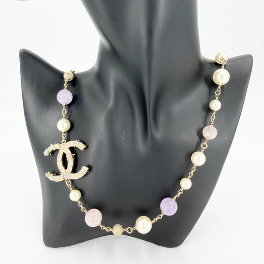 CHANEL シャネル ネックレス 星 ココマーク ロングネックレス アクセサリー スター GP フェイクパール ラインストーン B12P ゴールド マルチカラー レディース 約115.0g 2012年【中古品】