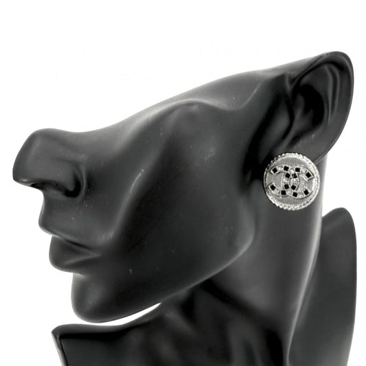 【開店SALE】 CHANEL シャネル ピアス ココマーク アクセサリー ラウンド ラインストーン A16S シルバー レディース 約15.2g 2016年【中古品】