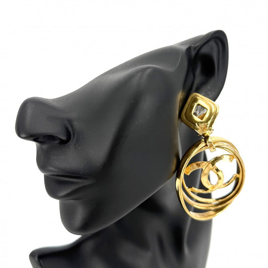 CHANEL シャネル イヤリング ココマーク スイング ヴィンテージ アクセサリー GP 95P ゴールド レディース 約56.3g 1995年【中古品】