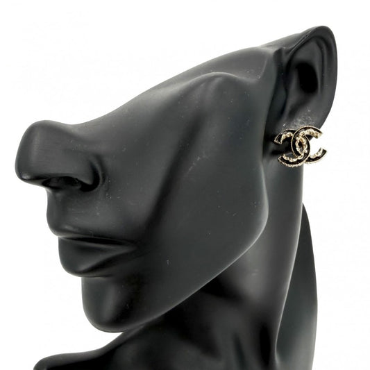 【開店SALE】 CHANEL シャネル ピアス ココマーク アクセサリー GP B15V ゴールド ブラック 黒 レディース 約7.2g 2015年【中古品】