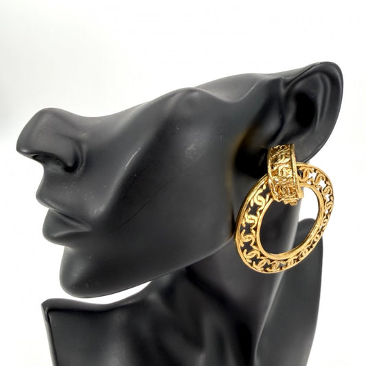 CHANEL シャネル イヤリング ココマーク アクセサリー ヴィンテージ ラウンド GP 2 5 ゴールド レディース 約31.1g 1990年【中古品】
