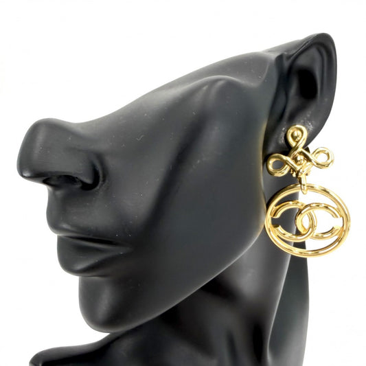 CHANEL シャネル イヤリング ココマーク アクセサリー ヴィンテージ スイング ラウンド GP ゴールド レディース 約34.6g【中古品】