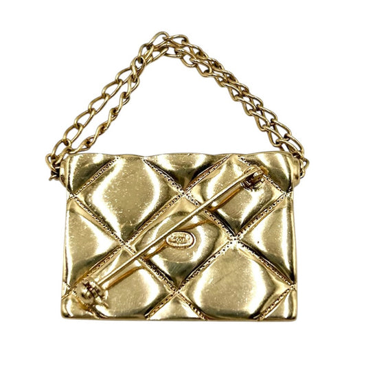 CHANEL シャネル ブローチ マトラッセ バッグモチーフ ココマーク ココ アクセサリー GP 02P ゴールド レディース 約33.7g 2002年【中古品】