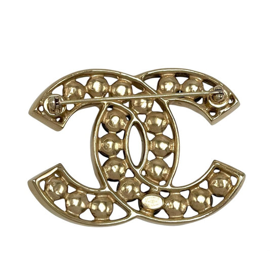 CHANEL シャネル ブローチ ココマーク アクセサリー GP フェイクパール A16B ホワイト 白 ブラック 黒 レディース 約27.3g 2016年【中古品】