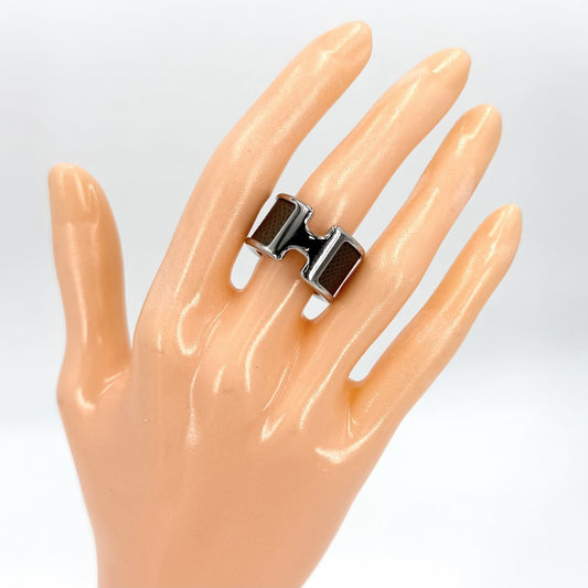 HERMES エルメス 指輪 オランプGM リング アクセサリー Sサイズ ベージュ 小物 約12号 シルバー エトゥープ レディース 約8.1g【中古品】