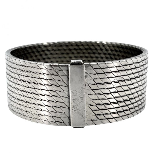HERMES エルメス バングル メッシュ ブレスレット アクセサリー シルバー925 レディース 約97.0g【中古品】