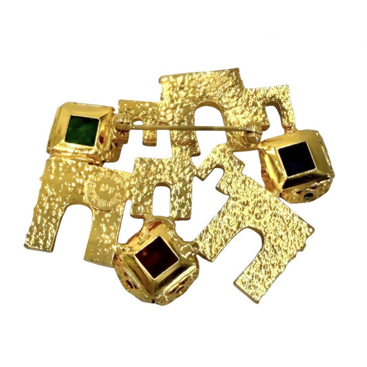 【開店SALE】 CELINE セリーヌ ブローチ 凱旋門 アクセサリー カラーストーン レディース 約30.9g【中古品】