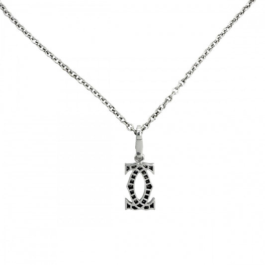 CARTIER カルティエ ネックレス フォルサ チェーン 2Cチャーム セット ペンダント 18金WG Au750 ジュエリー アクセサリー K18ホワイトゴールド ダイヤモンド レディース 約10.7g【中古品】