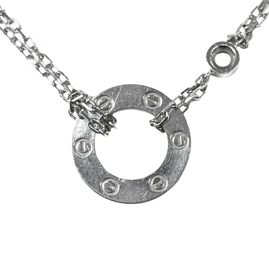 CARTIER カルティエ ネックレス ラブサークル ジュエリー ペンダント LOVE アクセサリー Au750 18金WG K18ホワイトゴールド ダイヤモンド レディース 約6.7g【中古品】
