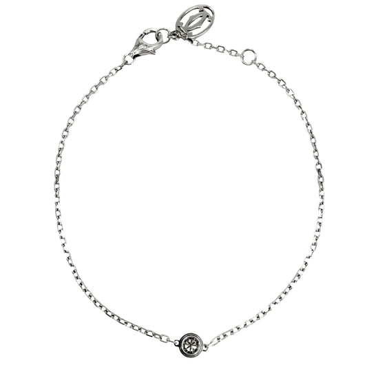CARTIER カルティエ ブレスレット ダムール スモール 一粒ダイヤ アクセサリー ジュエリー Au750 18金WG K18ホワイトゴールド ダイヤモンド レディース 約2.3g【中古品】