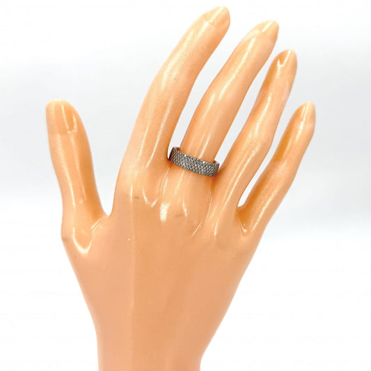 TIFFANY&Co. ティファニー 指輪 メトロ 5ロウ ジュエリー アクセサリー Au750 18金WG リング K18ホワイトゴールド ダイヤモンド 約9号 レディース 約3.3g【中古品】