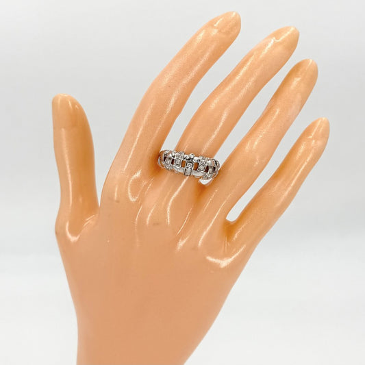 TIFFANY&Co. ティファニー 指輪 ウォーブン リング ジュエリー アクセサリー 18金WG Au750 K18ホワイトゴールド ダイヤモンド 約12.5号 レディース 約6.6g【中古品】