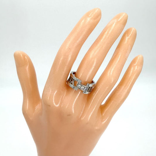 【開店SALE】 TIFFANY&Co. ティファニー 指輪 アトラス オープン リング ジュエリー アクセサリー Au750 18金WG K18ホワイトゴールド ダイヤモンド 約12.5号 レディース 約7.5g【中古品】