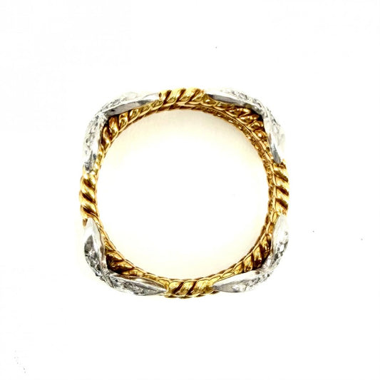 TIFFANY&Co. ティファニー 指輪 ジャンシュランバージェ X リング アクセサリー ジュエリー Pt950プラチナ 18Kイエローゴールド ダイヤモンド0.28ct 約11号 ゴールド シルバー レディース 約6.3g【中古品】