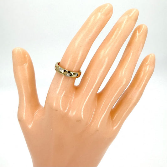 TIFFANY&Co. ティファニー 指輪 ドッツリング ジュエリー アクセサリー Au750 K18YG K18イエローゴールド Pt950プラチナ ダイヤモンド 約7.5号 レディース 約4.7g【中古品】