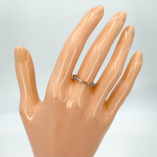 【開店SALE】 TIFFANY&Co. ティファニー 指輪 ハーモニー バンドリング ジュエリー アクセサリー ハーフエタニティ 18金YG Au750 K18イエローゴールド ダイヤモンド 約8.5号 レディース 約1.8g【中古品】