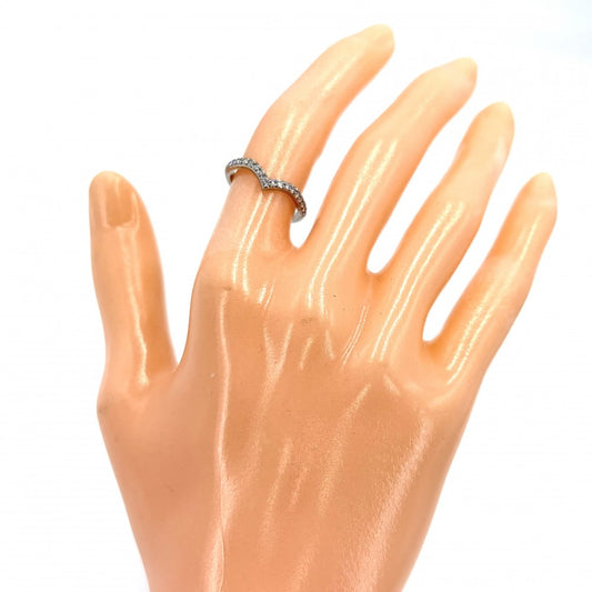 TIFFANY&Co. ティファニー 指輪 ソレスト Vバンドリング ジュエリー アクセサリー Pt950プラチナ ダイヤモンド 約7.5号 レディース 約2.9g【中古品】