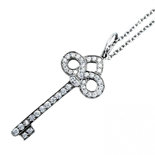 TIFFANY&Co. ティファニー ネックレス フルール ド リス キー キーモチーフ ジュエリー アクセサリー Pt950プラチナ ダイヤモンド レディース 約3.6g【中古品】
