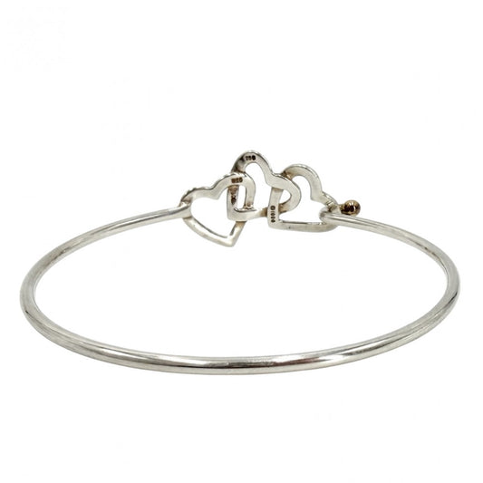 TIFFANY&Co. ティファニー バングル トリプルハート ブレスレット ジュエリー アクセサリー Au750 18金WG シルバー925 K18ホワイトゴールド レディース 約8.2g【中古品】