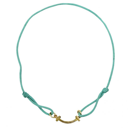 TIFFANY&Co. ティファニー ブレスレット Tスマイル アクセサリー ジュエリー Au750 18金YG 20サイズ K18イエローゴールド ブルー 青 レディース 約0.9g【中古品】
