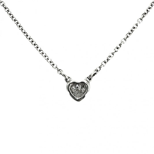 TIFFANY&Co. ティファニー ネックレス バイザヤード ハート ジュエリー アクセサリー 一粒ダイヤ エルサペレッティ Pt950プラチナ ダイヤモンド レディース 約2.7g【中古品】