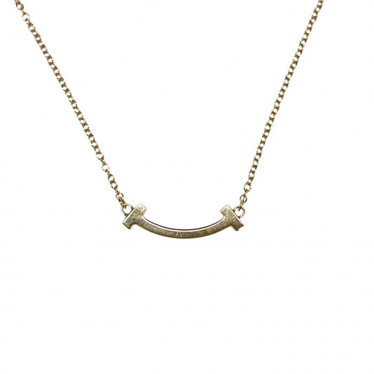 TIFFANY&Co. ティファニー ネックレス Tスマイル ミニペンダント ジュエリー 18金PG Au750 アクセサリー K18ピンクゴールド ピンクサファイア ピンク レディース 約2.2g【中古品】