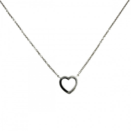 TIFFANY&Co. ティファニー ネックレス メトロハート ジュエリー アクセサリー 18金WG Au750 K18ホワイトゴールド ピンクサファイア ピンク シルバー金具 レディース 約2.0g【中古品】