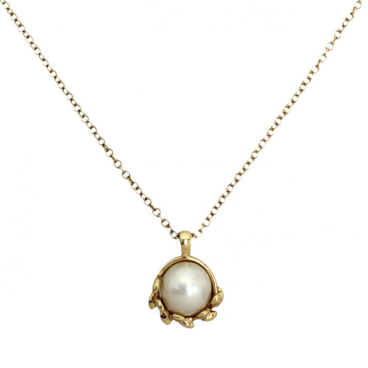 【開店SALE】 TIFFANY&Co. ティファニー ネックレス パロマ・ピカソ オリーブ リーフ ペンダント 真珠 ジュエリー Paloma Picasso アクセサリー K18イエローゴールド パール パール 74627234 レディース 約2.1g【中古品】