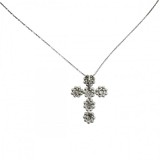 TIFFANY&Co. ティファニー ネックレス クロス ペンダント アクセサリー ジュエリー ペンダント 18金WG Au750 K18ホワイトゴールド ダイヤモンド レディース 約4.4g【中古品】