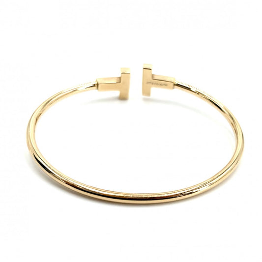 TIFFANY&Co. ティファニー バングル ティファニーT ワイヤーブレスレット アクセサリー ジュエリー Au750 18金PG K18ピンクゴールド レディース 約8.6g【中古品】
