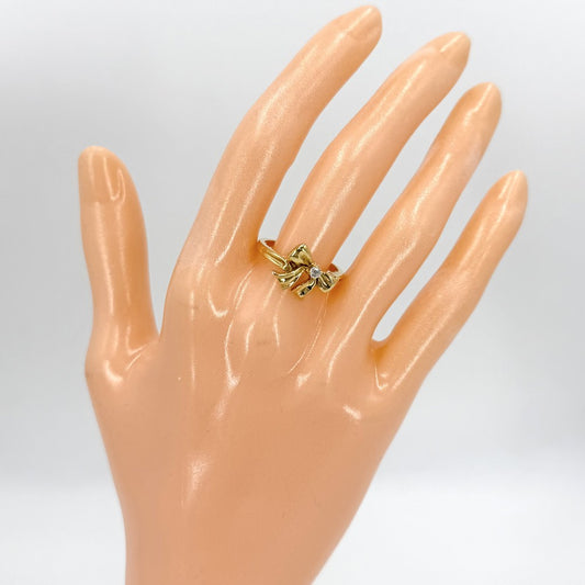 TIFFANY&Co. ティファニー 指輪 ブルーボックスボウ リボン アクセサリー リング ジュエリー Au750 18金YG K18イエローゴールド ダイヤモンド 約13号 レディース 約4.1g【中古品】