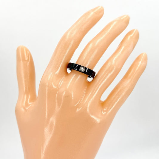 BVLGARI ブルガリ 指輪 リング ブルガリブルガリ ジュエリー アクセサリー Au750 18金WG 54サイズ セラミック K18ホワイトゴールド ダイヤモンド 約13号 ブラック 黒 レディース 約3.2g【中古品】