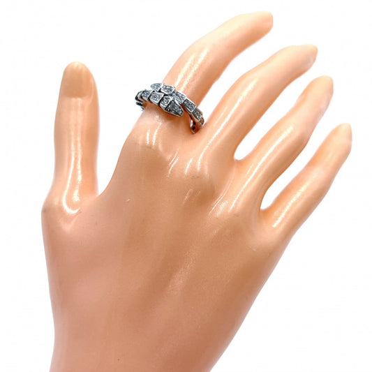 BVLGARI ブルガリ 指輪 セルペンティ ヴァイパー ジュエリー アクセサリー リング フルパヴェ Au750 18金 K18ホワイトゴールド ダイヤモンド0.66ct 354708 シルバー レディース 約6.1g【中古品】