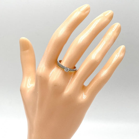 Boucheron ブシュロン 指輪 キャトル ラディアント ソリテール K18イエローゴールド K18ホワイトゴールド ラウンドカットダイヤモンド1石0.22ct 約11.5号 ゴールド シルバー レディース 約3.7g【中古品】
