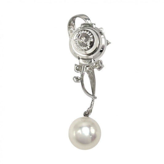 TASAKI タサキ ブローチ スイング ジュエリー アクセサリー 真珠 18金WG Au750 K18ホワイトゴールド ダイヤモンド0.40ct レディース 約5.6g【中古品】